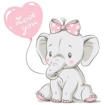 Vinilos elefante para niñas con frase love you