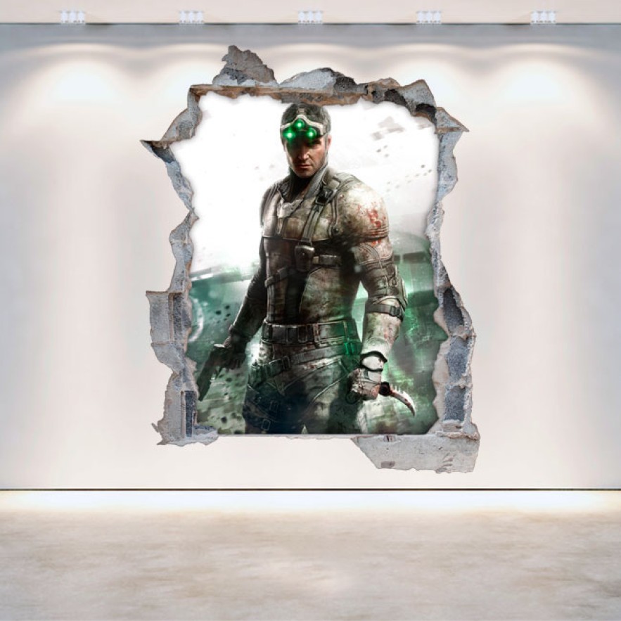 Vinilo decorativo agujero 3d tom clancy's splinter cell blacklist