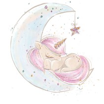 Vinilos infantiles o juveniles unicornio en la luna