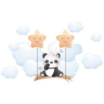 Vinilos y pegatinas para bebé oso panda en el columpio