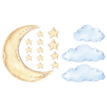Vinilos y pegatinas infantiles luna nubes y estrellas