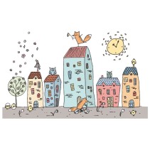 Vinilos infantiles o juveniles animales en la ciudad