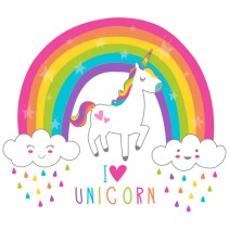Vinilos decorativos unicornio con arcoíris y nubes