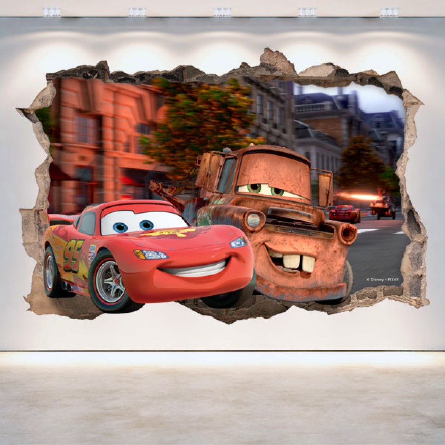 Adhesivos 3d agujero pared disney cars 2