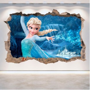 Vinilos 3d agujero pared disney frozen