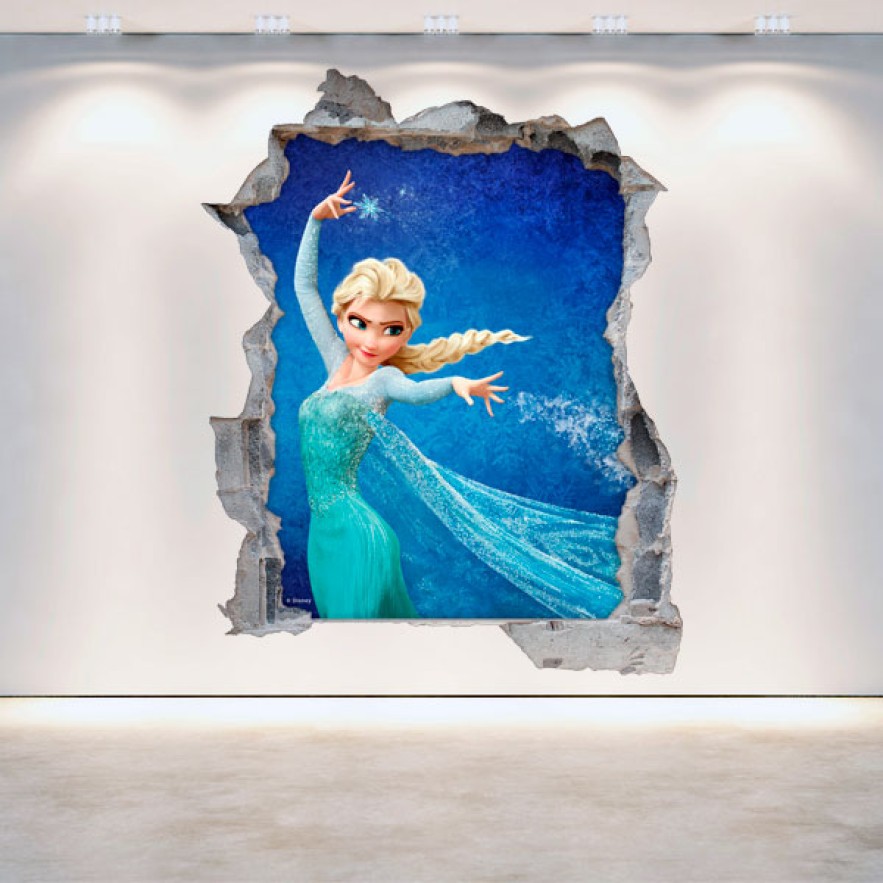 Vinilos disney frozen 3d agujero pared