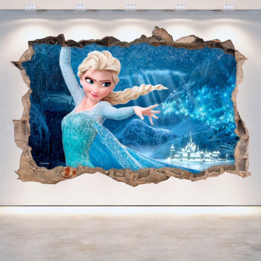 Vinilos 3d agujero pared disney frozen