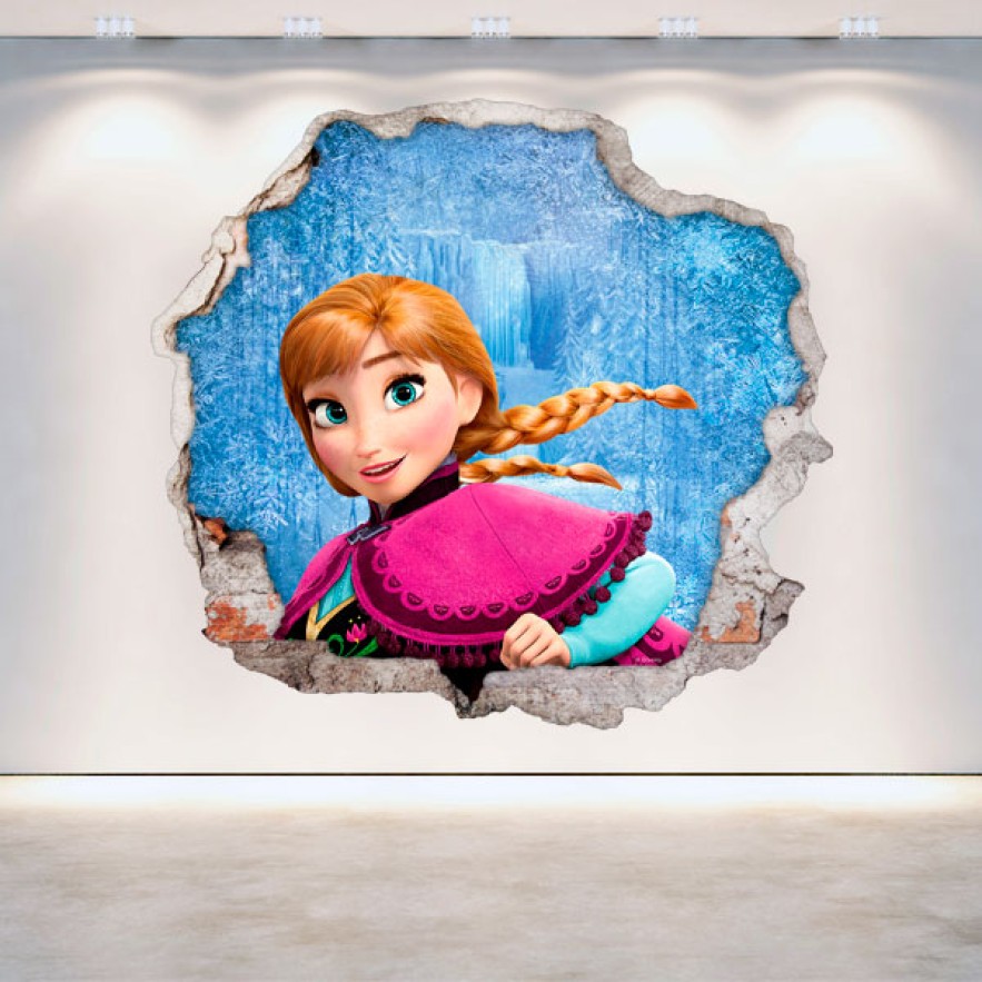 Vinilos disney frozen anna agujero pared 3d
