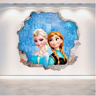 Vinilos disney frozen anna y elsa agujero pared 3d Vinilos disney frozen anna y elsa agujero pared 3d