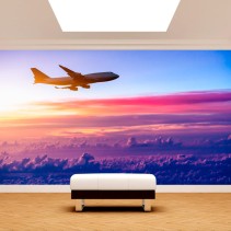 Fotomural vinilos avión en las nubes