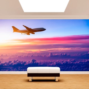 Fotomural vinilos avión en las nubes