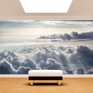 Fotomural vinilos nubes y rayos de sol