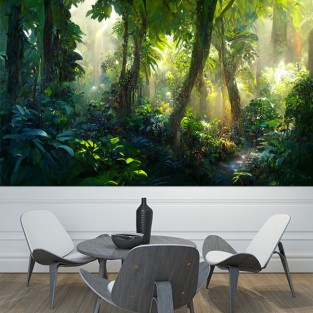 Fotomural vinilos bosque tropical a contraluz