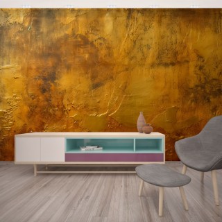 Fotomural o papel pintado texturas pared antigua dorada decoración