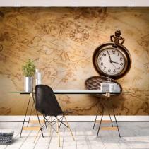 Fotomurales de vinilo vintage mapa y reloj