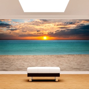 Papel pintado o fotomural puesta de sol en la playa Papel pintado o fotomural puesta de sol en la playa