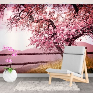 Fotomurales vinilos pared cerezo japonés