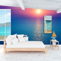 Murales de vinilos atardecer en el océano