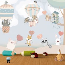 Fotomurales infantiles ilustración animales felices