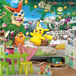 Papel pintado vinilo pokémon pikachu infantil