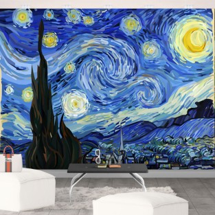 Papel pintado vinilo pintura noche estrellada van gogh