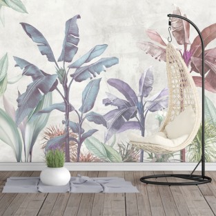Papel pintado vinilo plantas y flores estilo acuarela
