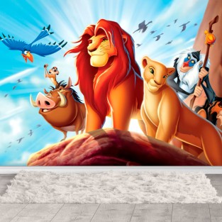 Papel pintado vinilos rey león pumba timón rafiki montaña