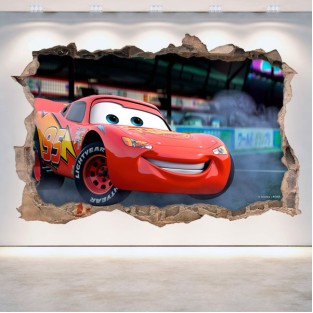 Pegatina disney cars 2 agujero pared 3d