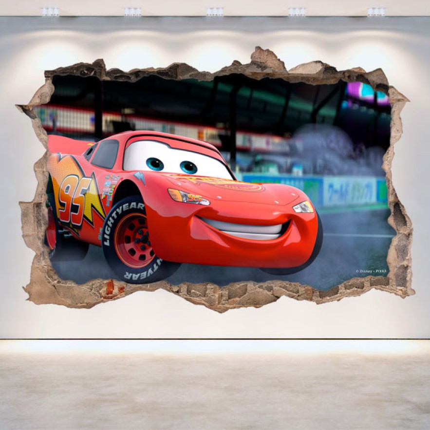 Pegatina disney cars 2 agujero pared 3d