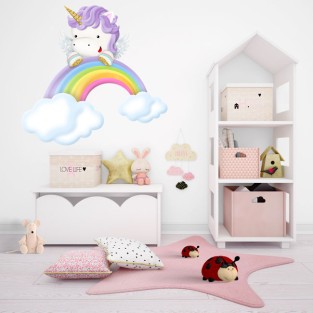 Pegatinas de vinilos infantiles unicornio y arcoíris