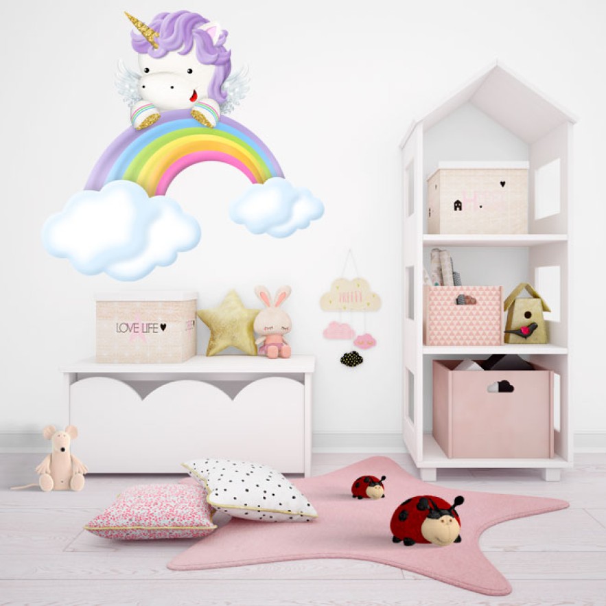 Pegatinas de vinilos infantiles unicornio y arcoíris