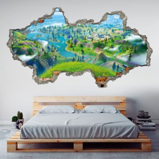 Pegatinas de vinilos pared rota videojuego fortnite 3d Pegatinas de vinilos pared rota videojuego fortnite 3d