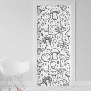 Vinilo para puerta champiñones