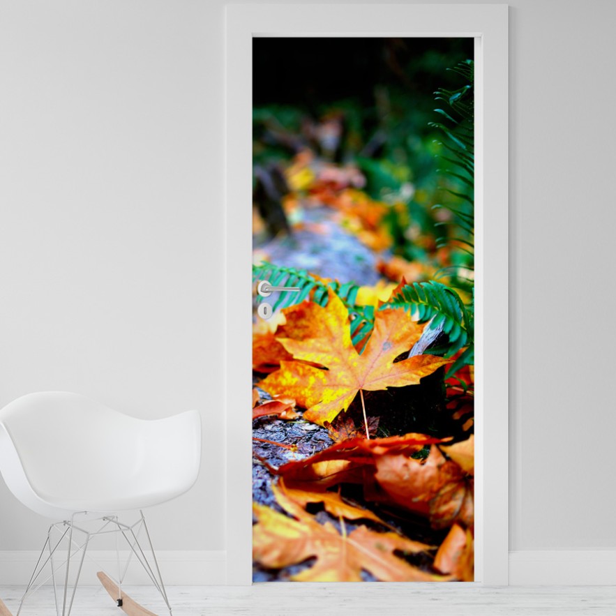 Vinilo para puerta hojas otoño