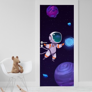 Vinilo puerta infantil astronauta