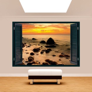 Ventana 3d vinilos atardecer en el báltico