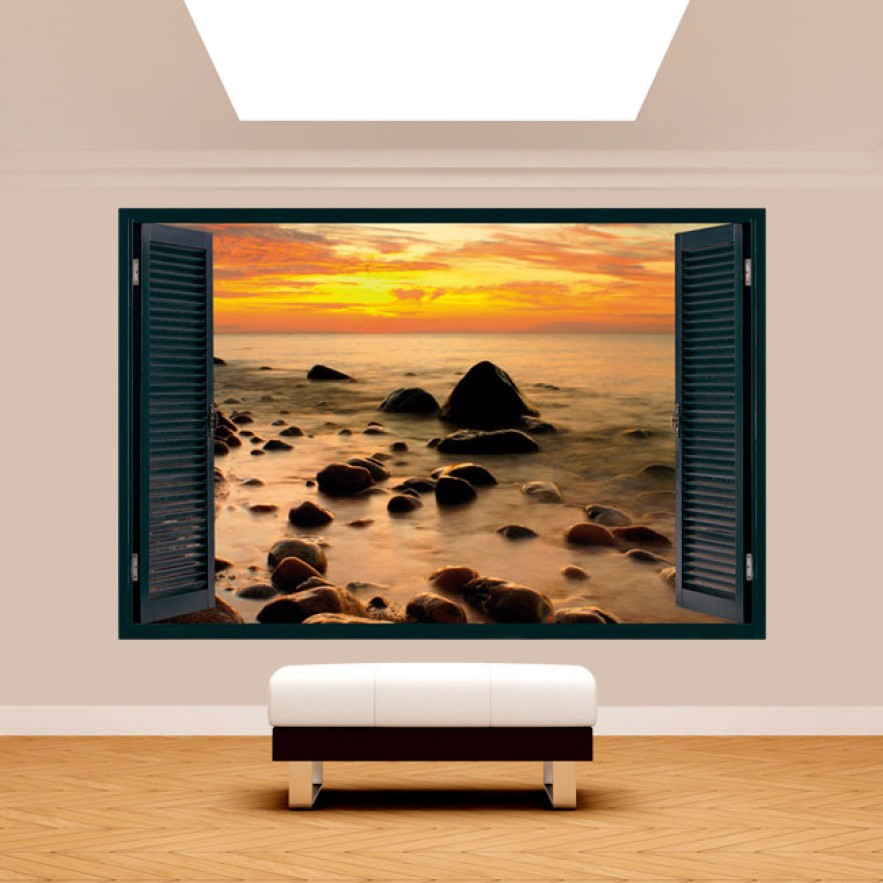 Ventana 3d vinilos atardecer en el báltico