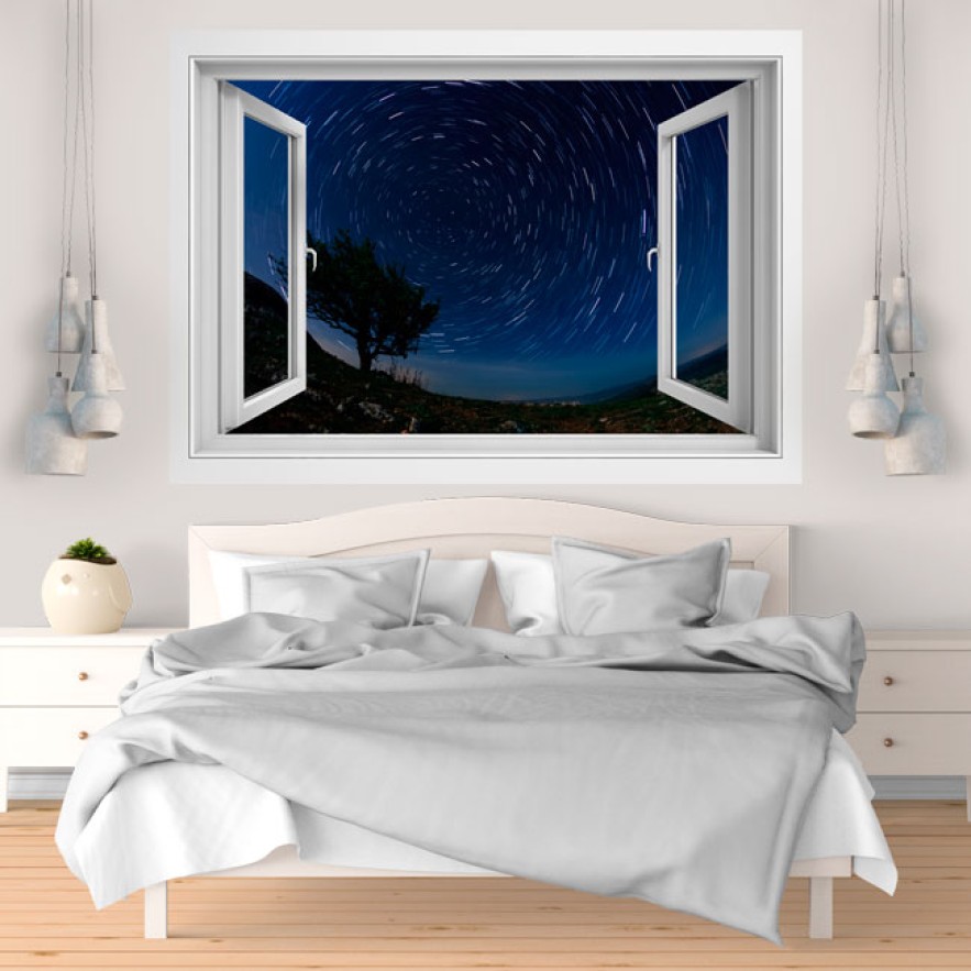 Ventana 3d estrellas en movimiento