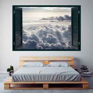 Ventanas 3d en vinilo nubes y rayos de sol Ventanas 3d en vinilo nubes y rayos de sol