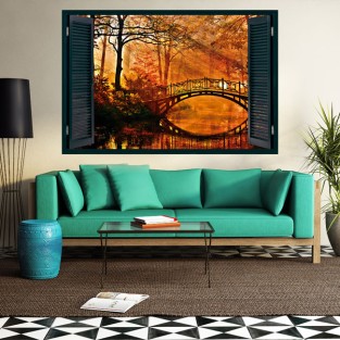 Ventanas 3d vinilos puente sobre el lago