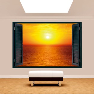 Ventanas 3d vinilos sol atardecer mar Ventanas 3d vinilos sol atardecer mar