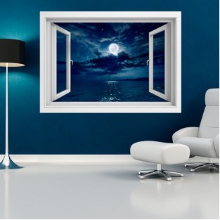 Ventanas 3d luna sobre el mar