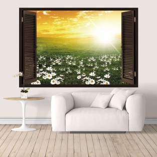 Ventanas 3d vinilos atardecer en el campo Ventanas 3d vinilos atardecer en el campo