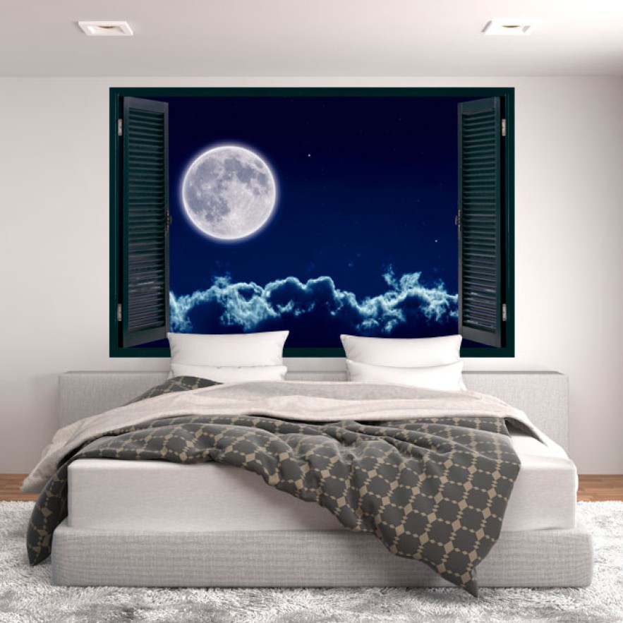 Ventanas 3d cielo con luna llena