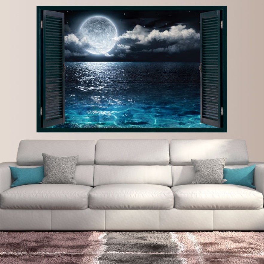 Ventanas 3d vinilo luna y mar