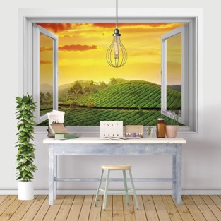 Ventanas 3d paisaje india atardecer en el campo Ventanas 3d paisaje india atardecer en el campo