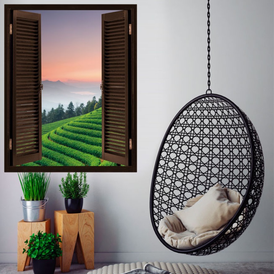 Ventanas 3d plantación té vinilos