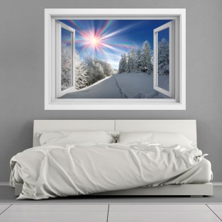 Ventanas 3d  montañas nevadas rayos de sol