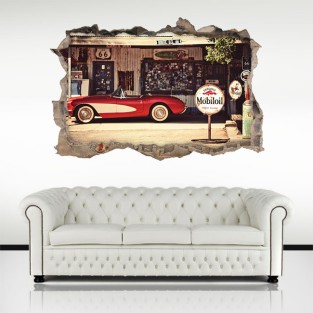 Vinilo 3d coche clásico ruta 66 Vinilo 3d coche clásico ruta 66
