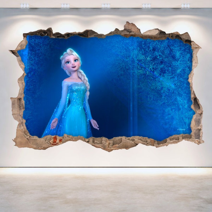 Vinilo 3d disney frozen agujero pared